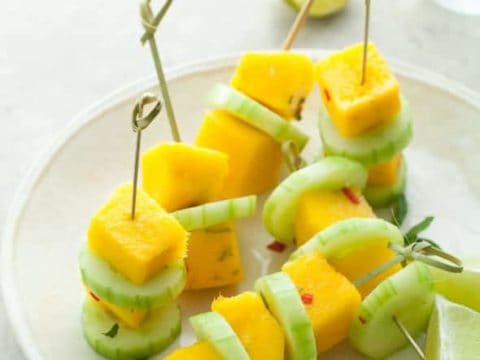 Mango Cucumber Salad Skewers