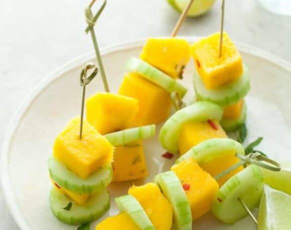 Mango Cucumber Salad Skewers