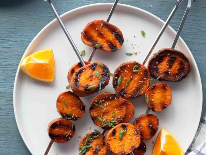 Miso Orange Glazed Grilled Sweet Potatoes