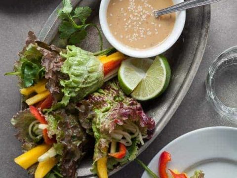 Raw Vegetable Summer Rolls with Triple Sesame Dipping Sauce