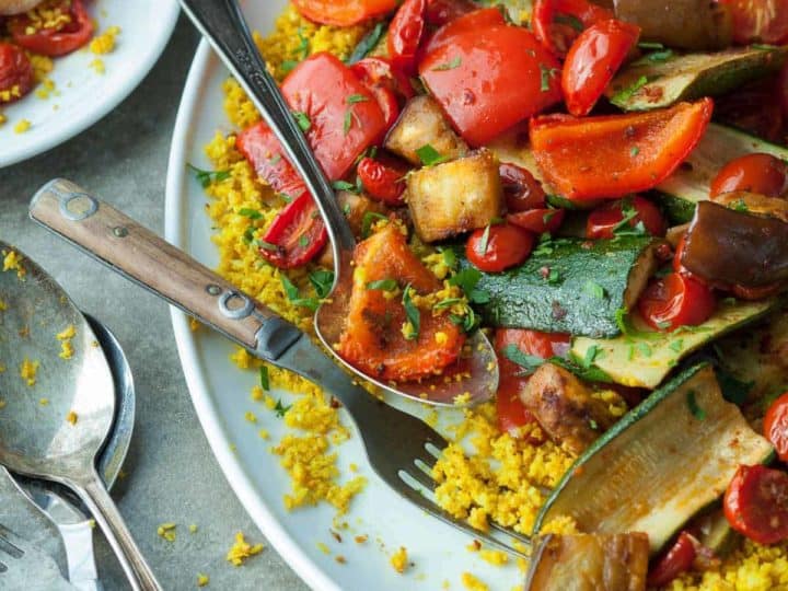 Roasted Ratatouille with Cauliflower Couscous