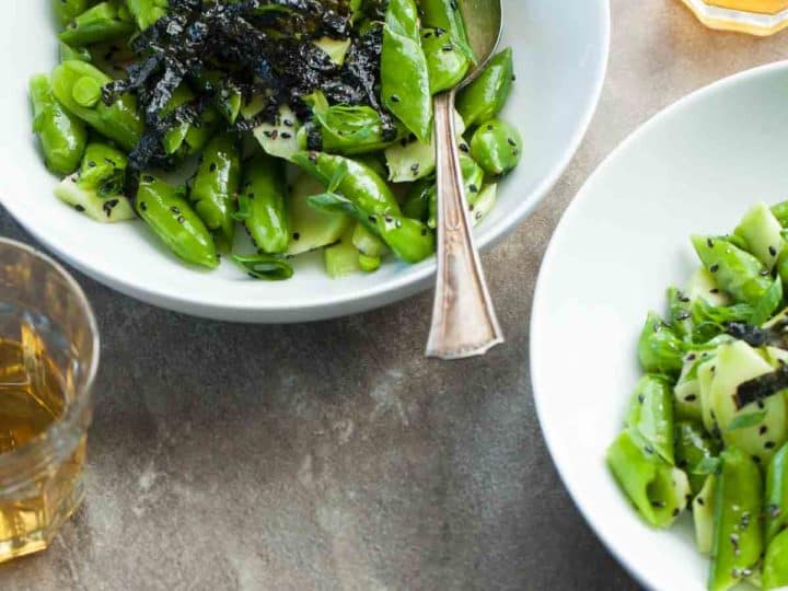 Sesame Snap Pea Broccoli Stem Salad