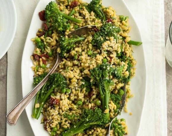 Gluten-Free Orzo (Risoni) Pasta Salad with Pesto and Sundried Tomatoes