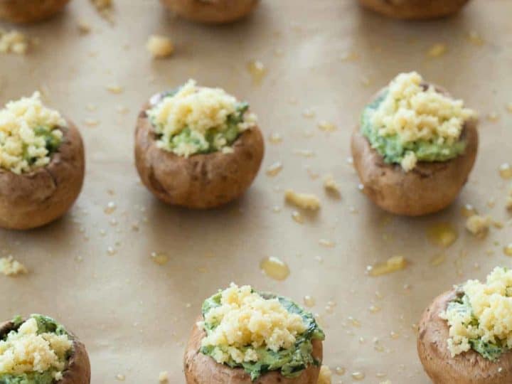 Gluten-Free Vegan Spinach Pesto Stuffed Mushrooms