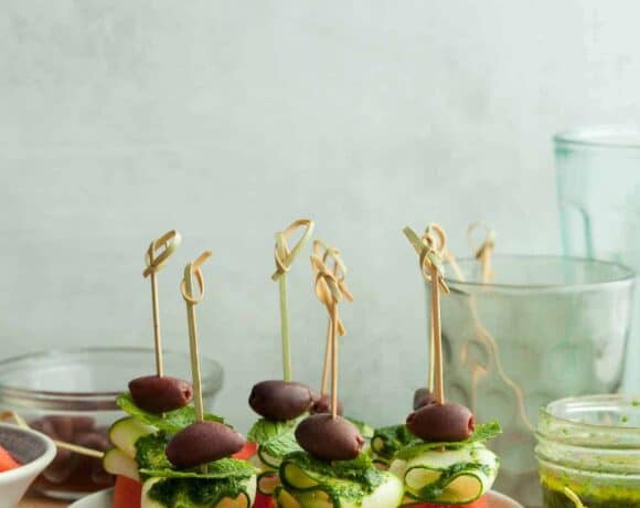 Vegan Watermelon Skewers with Lime Mint Oil