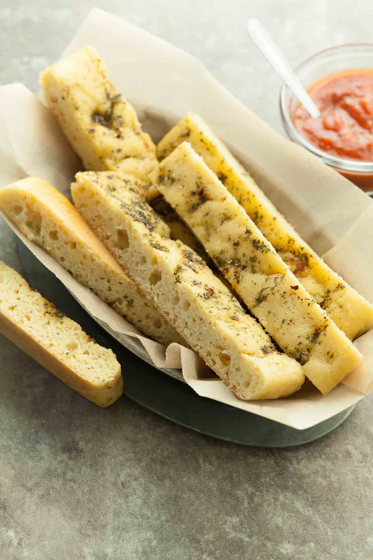 Garlic and Herb Gluten-Free Breadsticks in Basket