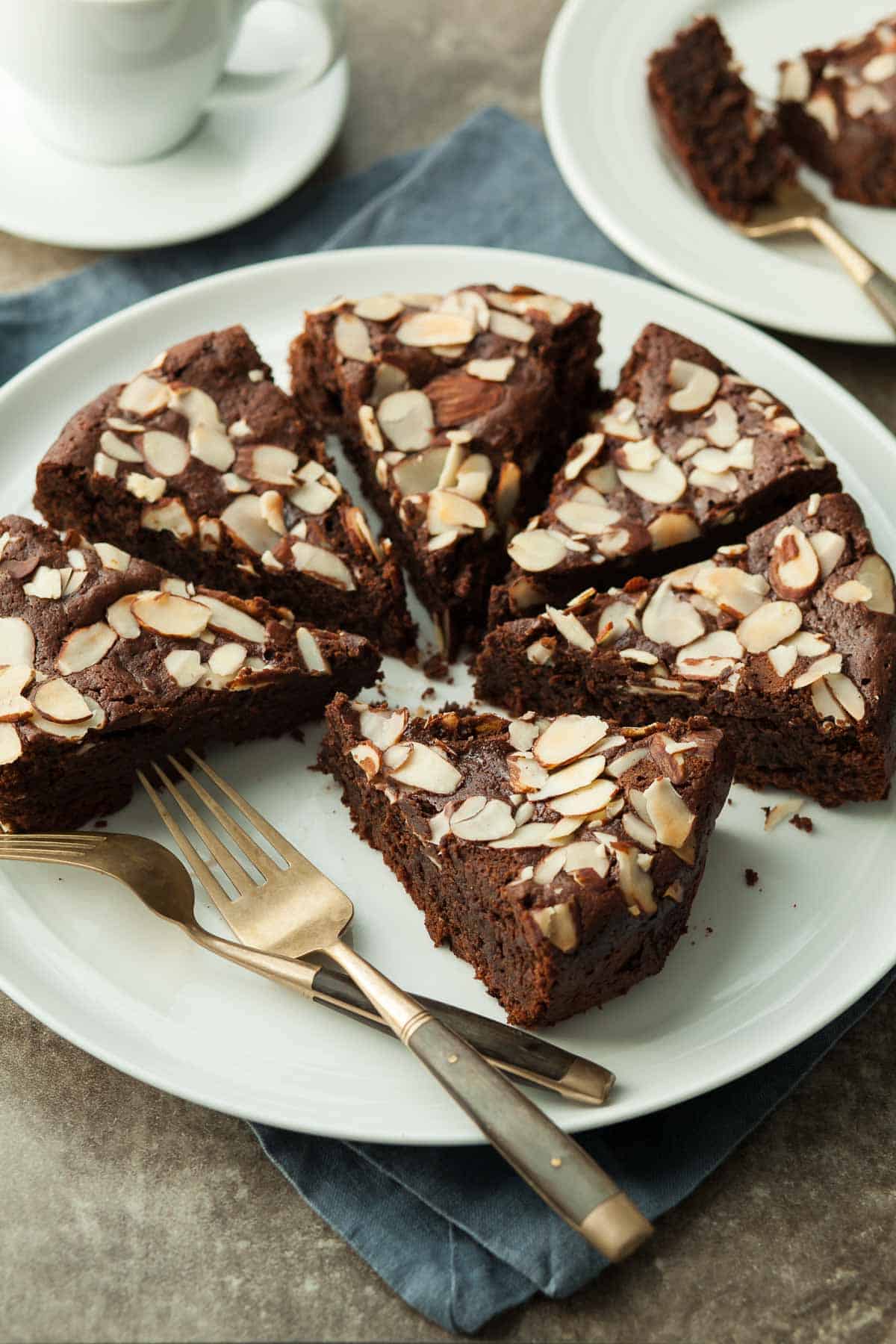 Gluten-Free Chocolate Torte Slices on Serving Platter