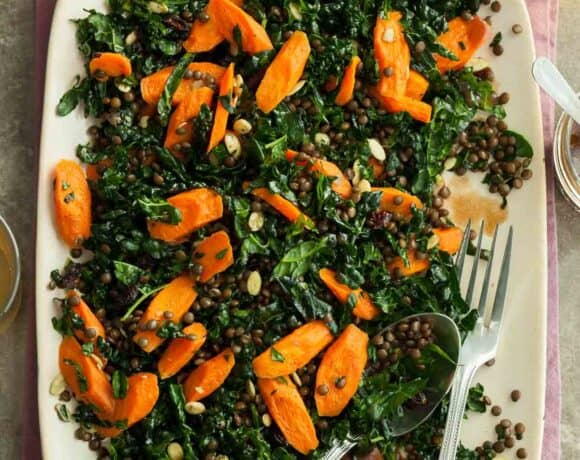 Roasted Carrot Lentil Kale Salad