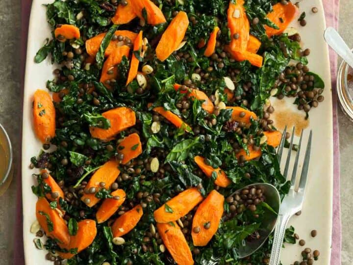 Roasted Carrot Lentil Kale Salad