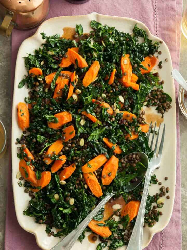 Roasted Carrot Lentil Kale Salad