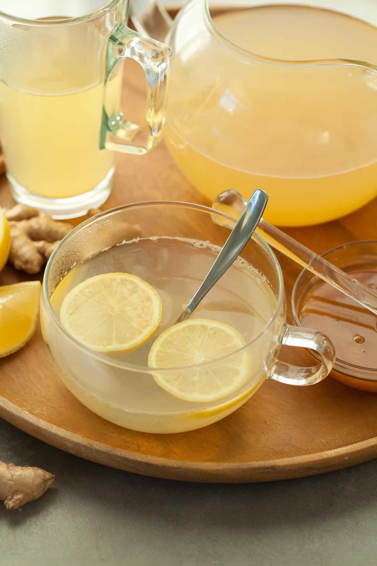 Homemade Ginger Tea on Tray