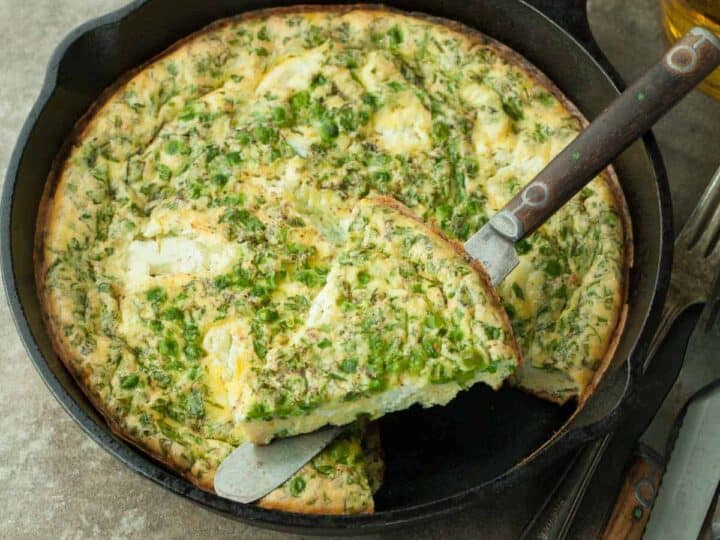 Goat Cheese Frittata in pan