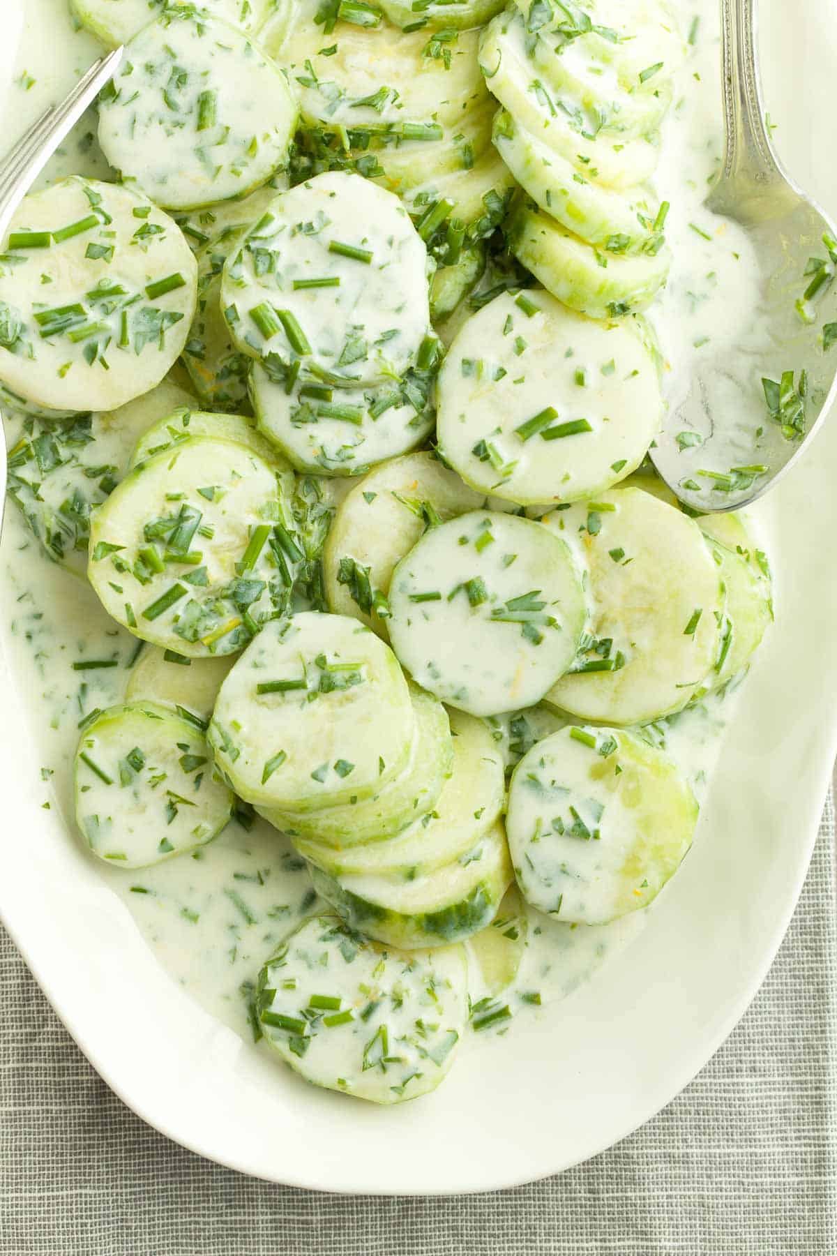 French Cucumber Salad Close Up