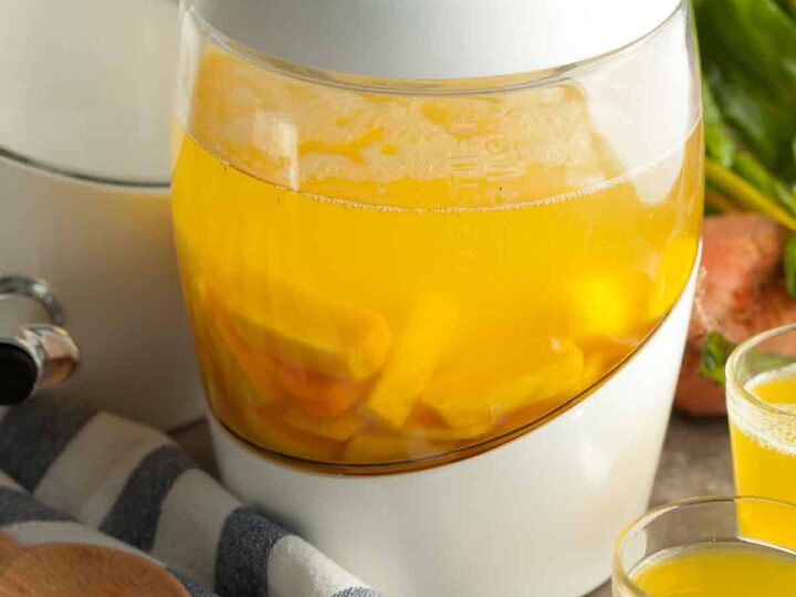 Golden Beet Kvass in Fermentation Jar close up