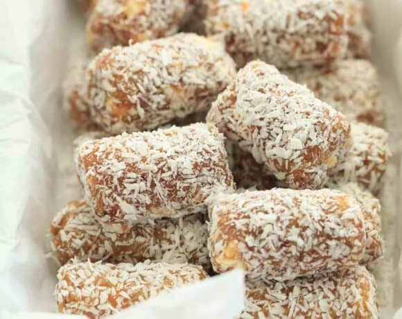 Coconut Date Rolls in Container