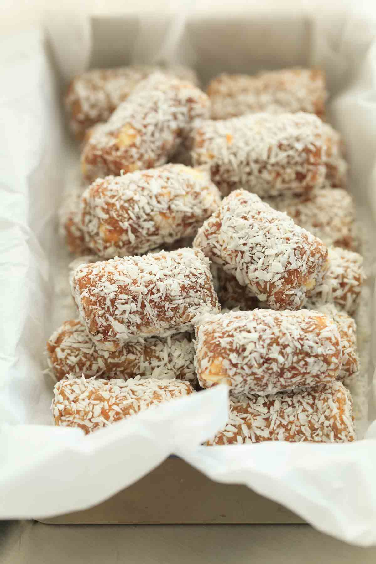 Coconut Date Rolls in Container