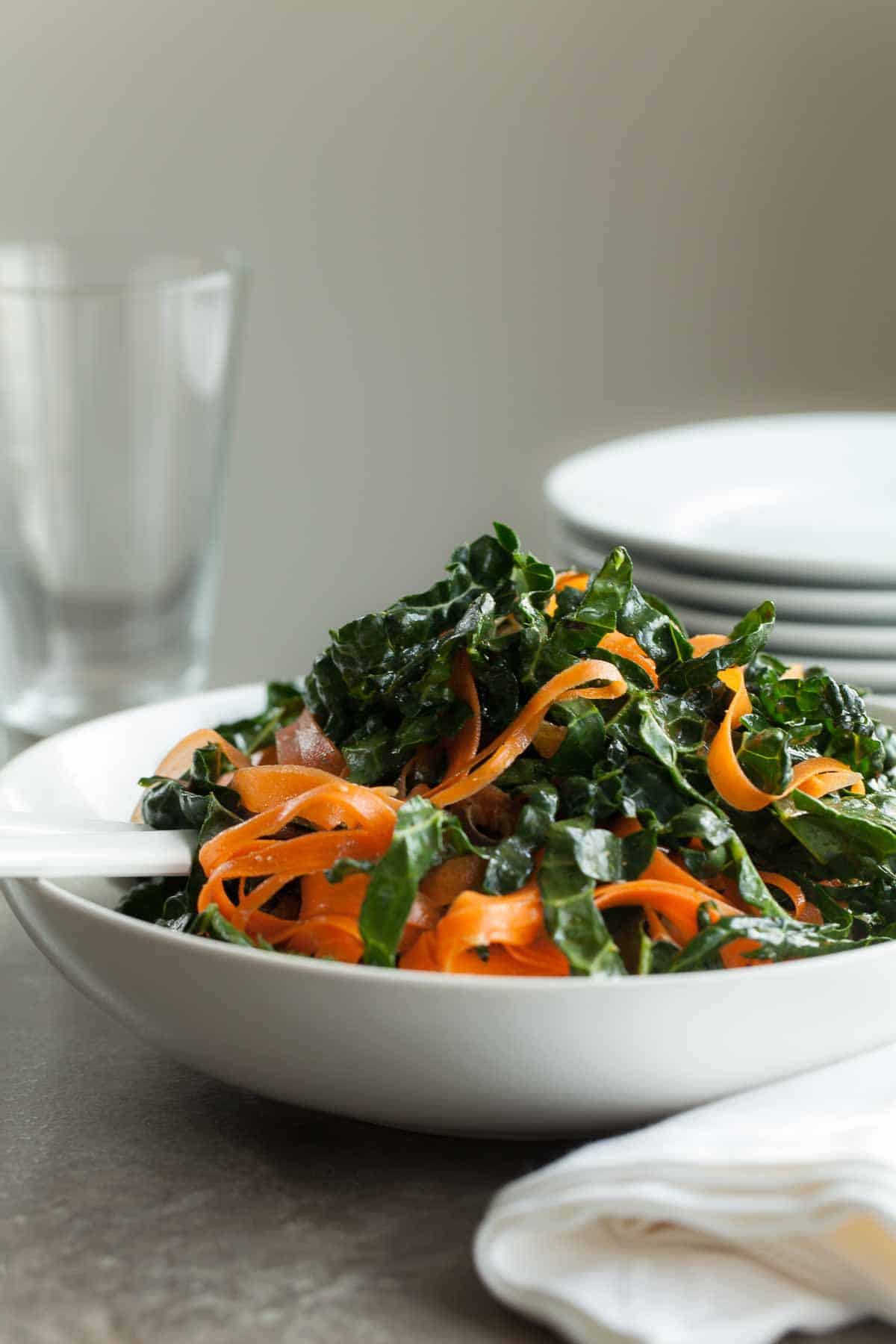 Carrot Kale Salad in Serving Bowl