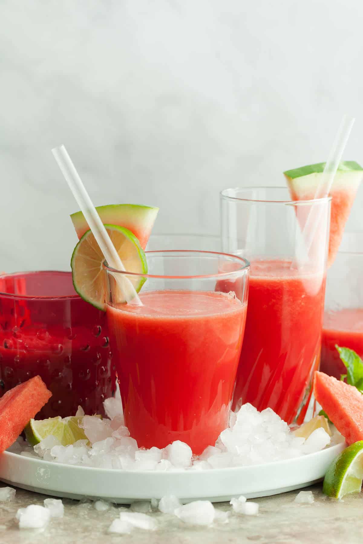Watermelon Juice in Glasses with Straws