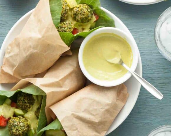 Vegan Falafel Wraps on a Platter
