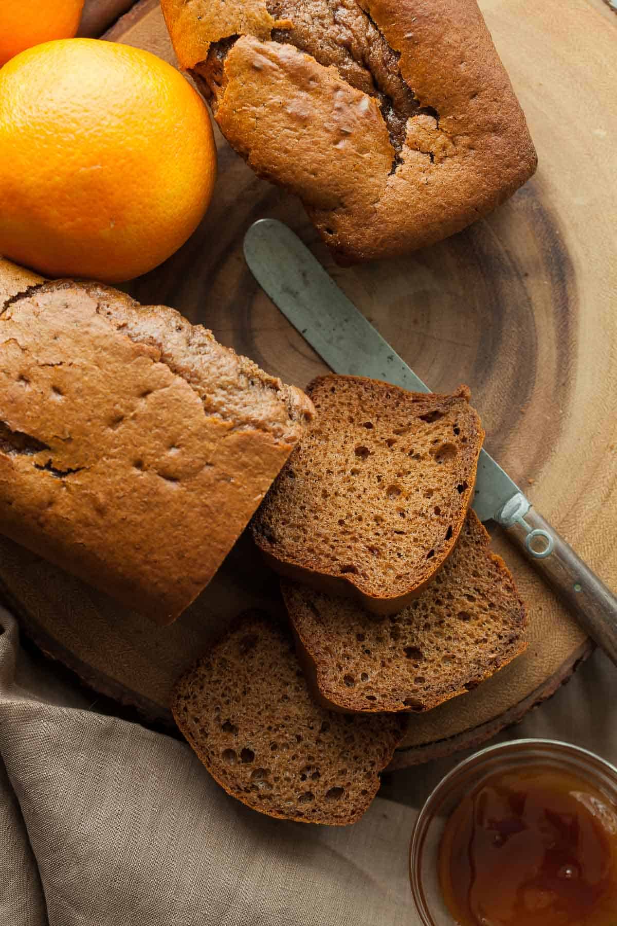 Gluten-Free Gingerbread Sliced on Board