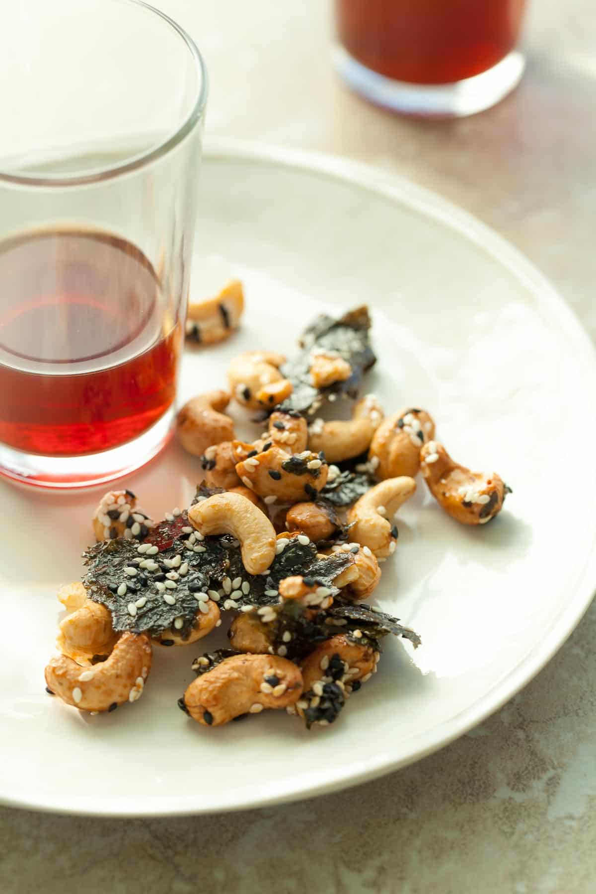 Sesame Roasted Cashews on Plate