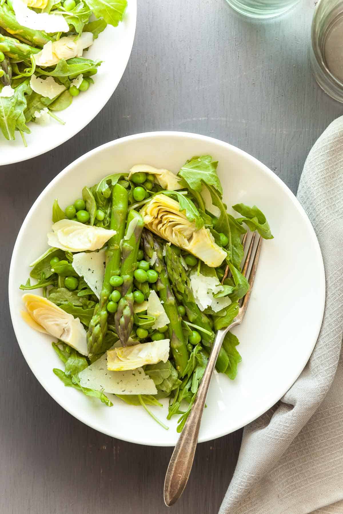 Spring Asparagus, Salad with Chive Vinaigrette Top View