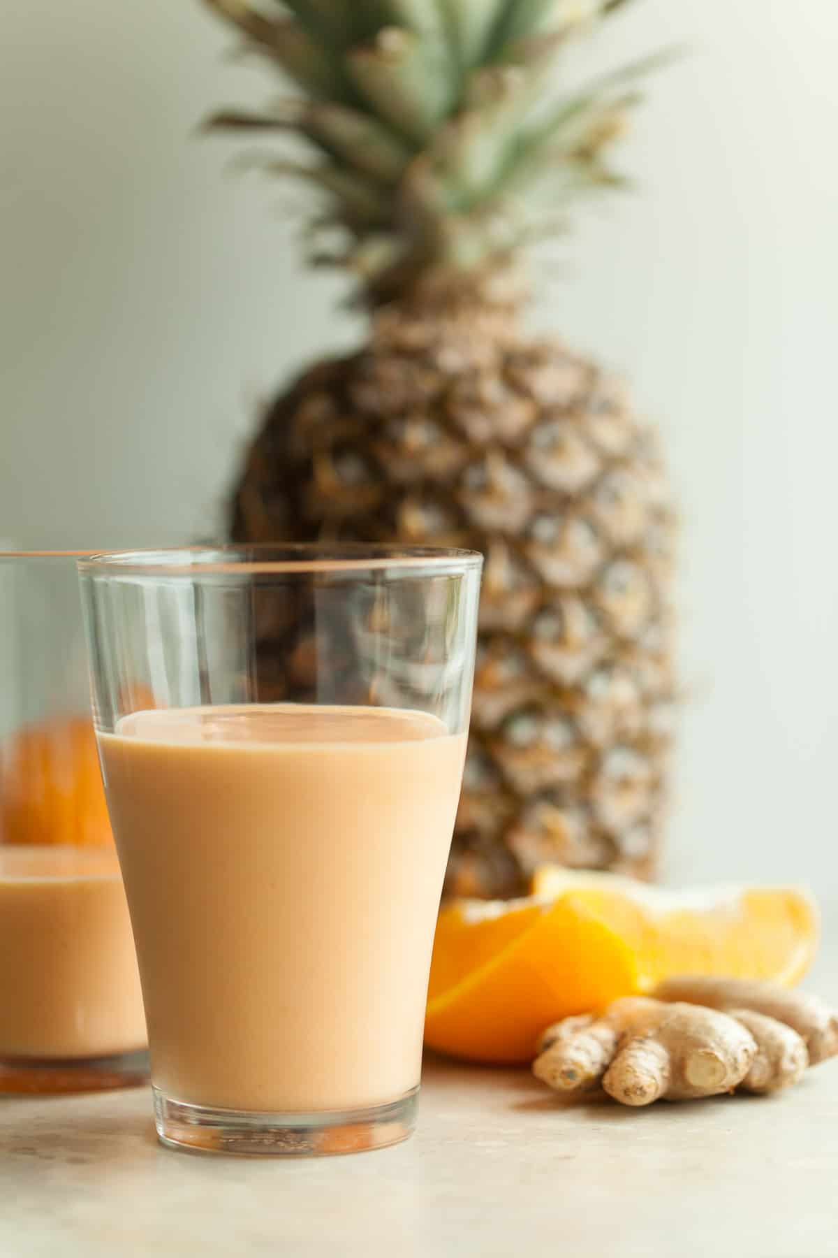 Sunshine Smoothie in Glass with Pineapple