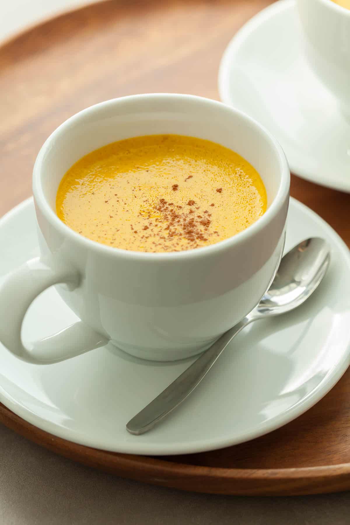 Sweet Potato Latte in Mug Close Up