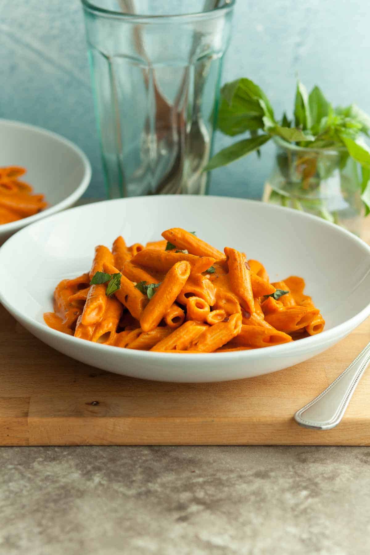 Vegan Red Pepper Pasta Close Up