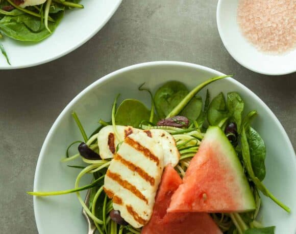 Watermelon Halloumi Salad Top View
