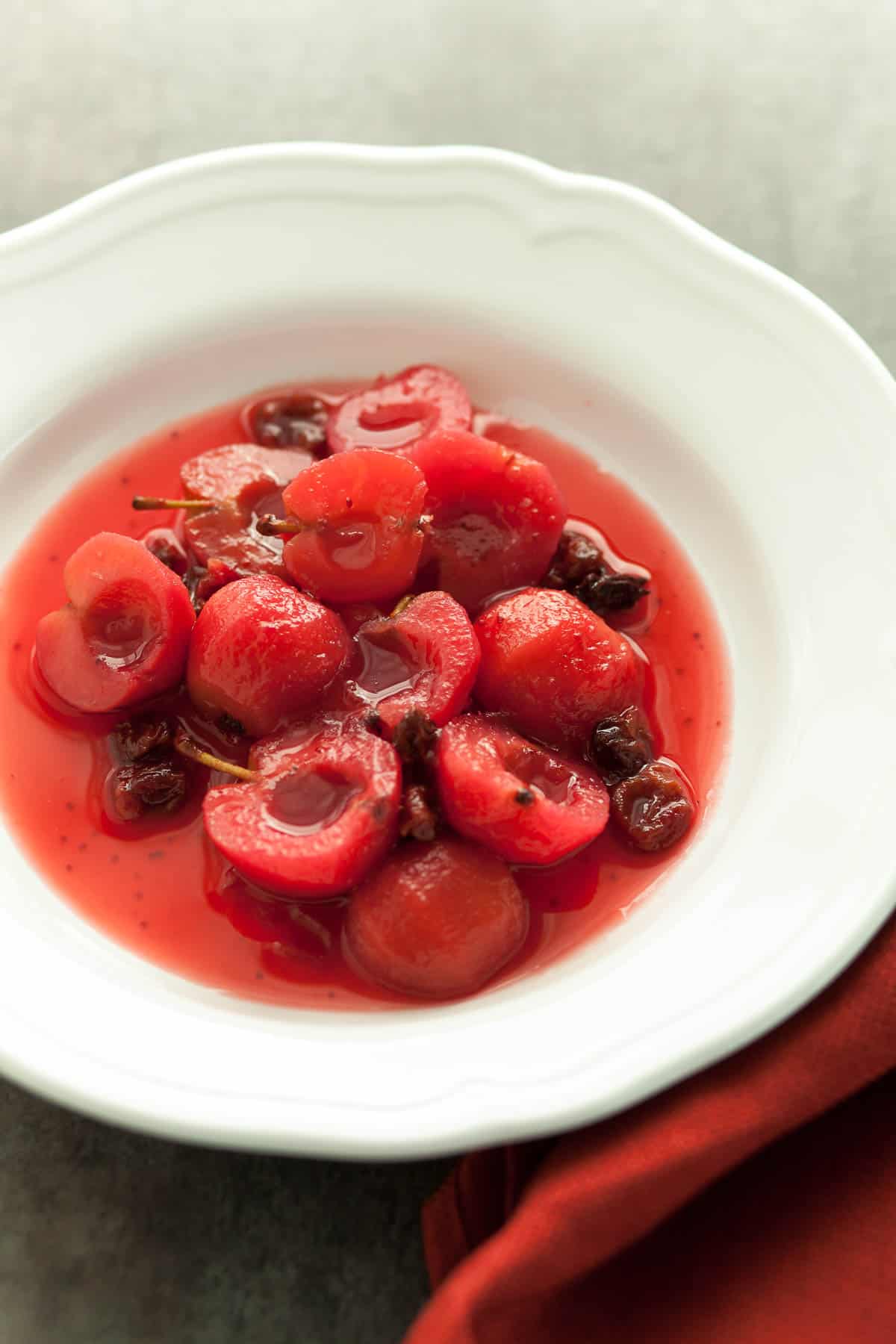 Cinnamon Poached Apples in Dish