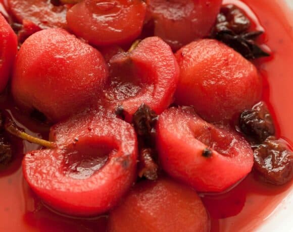 Cinnamon Poached Apples Close Up