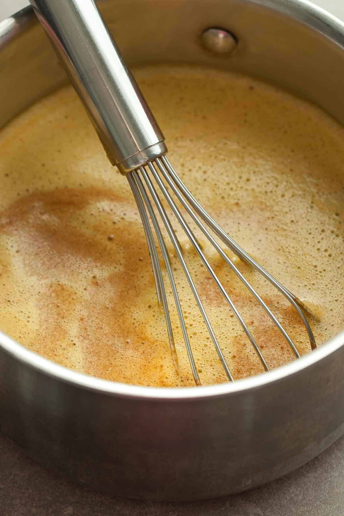 Pumpkin Spice Chai Latte in Saucepan