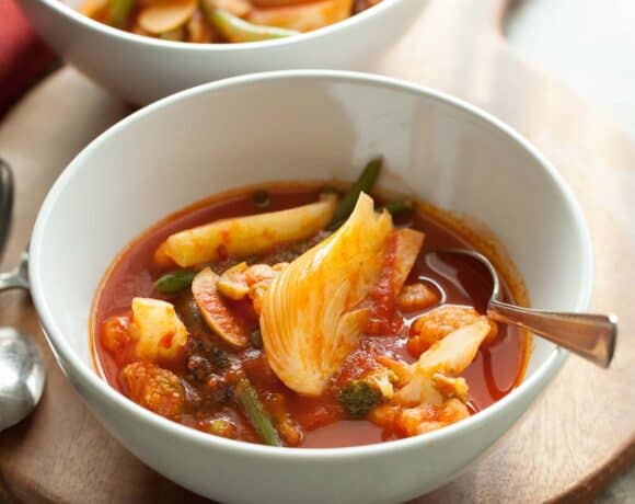 Spicy Vegetable Soup in Bowl