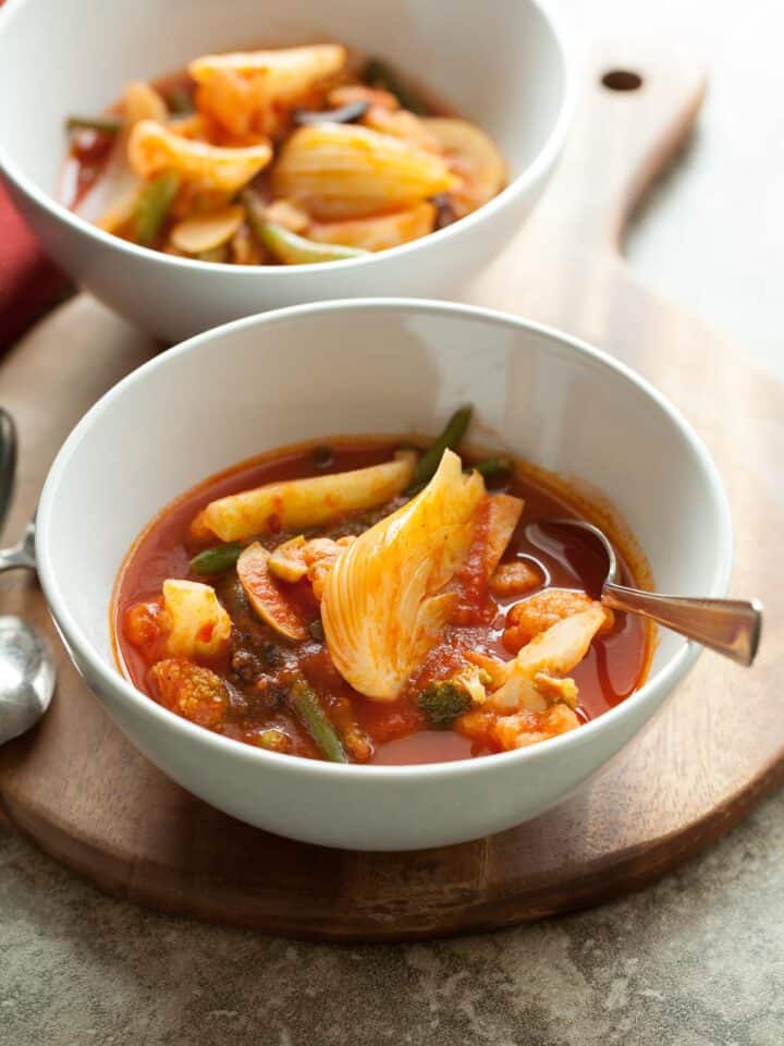 Spicy Vegetable Soup in Bowl