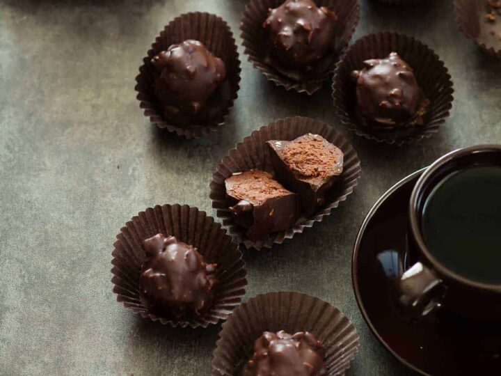 chocolate rochers in paper cups