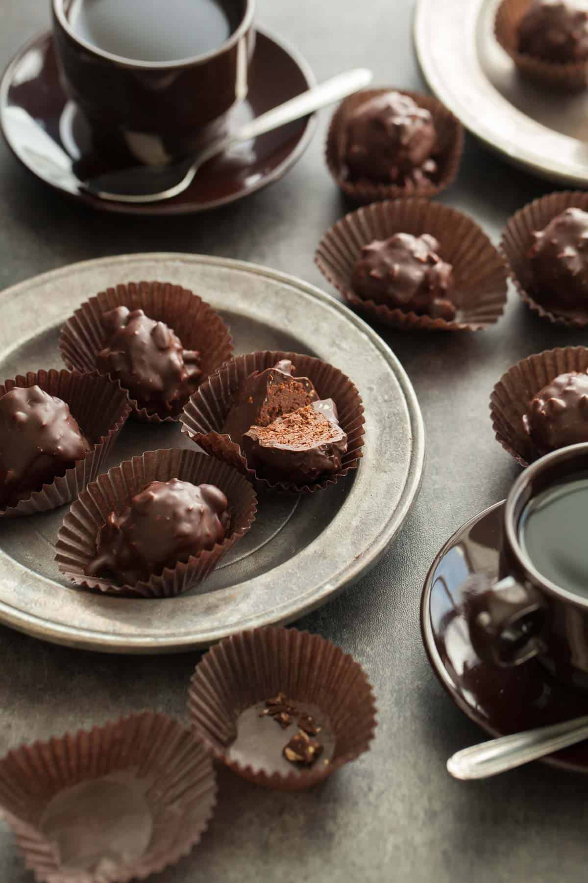 chocolate rochers on plate