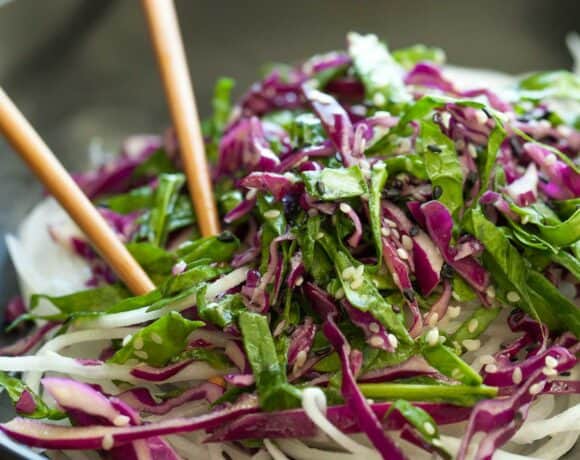 daikon radish salad close up