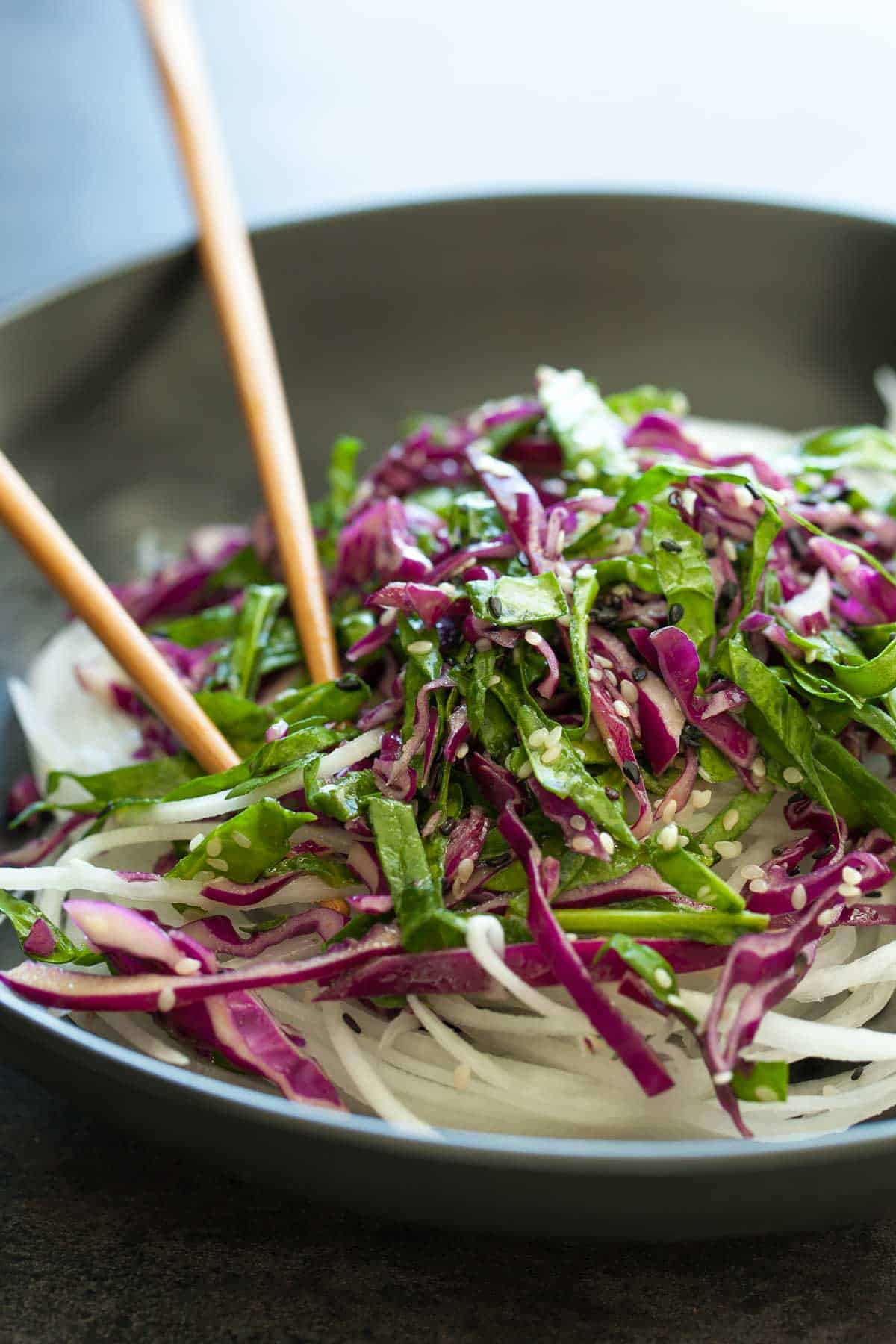 daikon radish salad close up