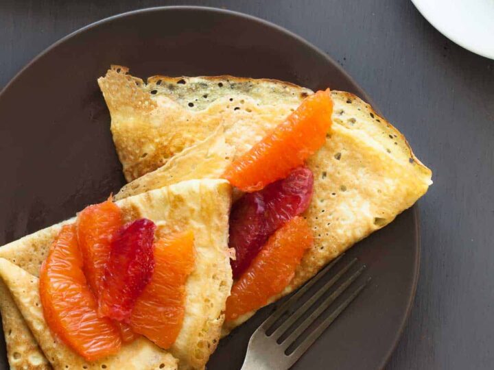 gluten free crepes topped with citrus