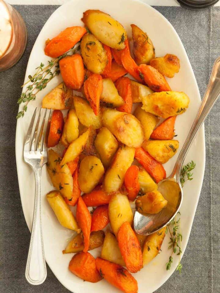 Honey Roasted Carrots and Parsnips on Platter