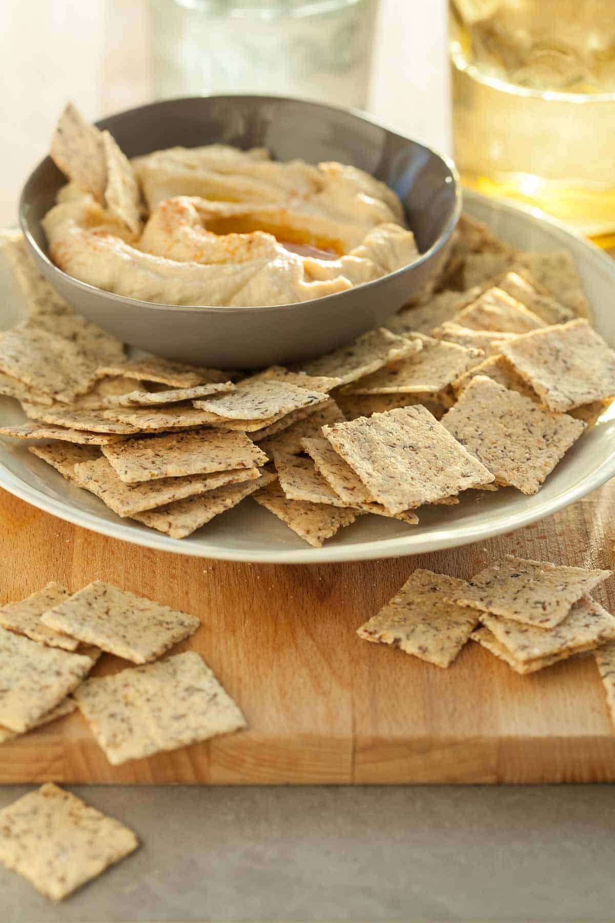 Almond Flour Crackers with Hummus