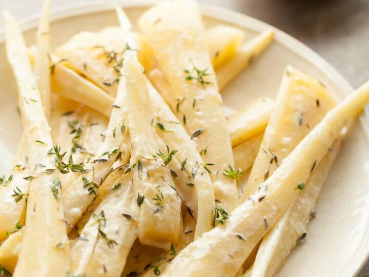 baked parsnips on plate