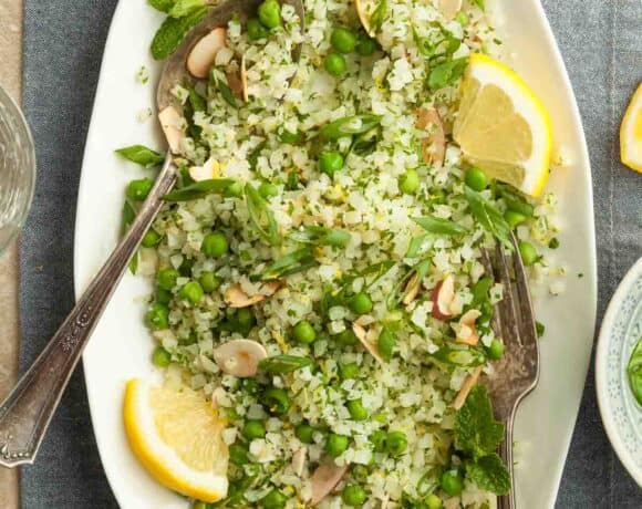 Lemon Cauliflower Rice on Platter