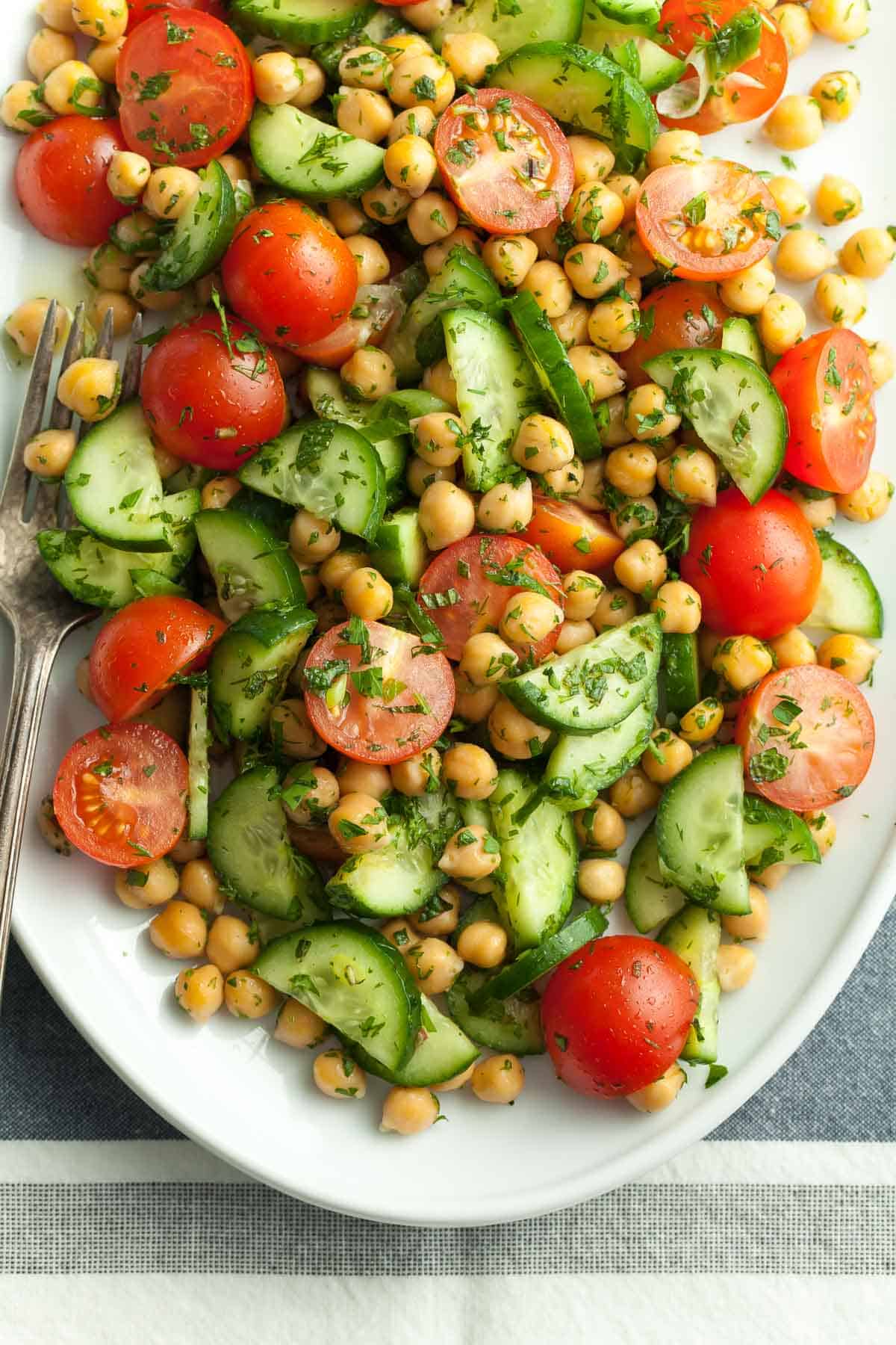 Chickpea Tomato Salad on Plate