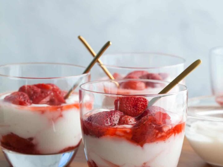 Roasted Strawberry Sauce Served with Yogurt