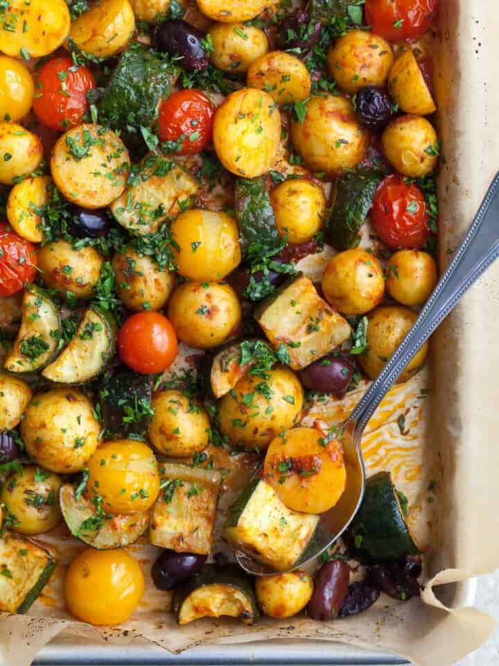 Mediterranean Roasted Vegetables on Sheet Pan