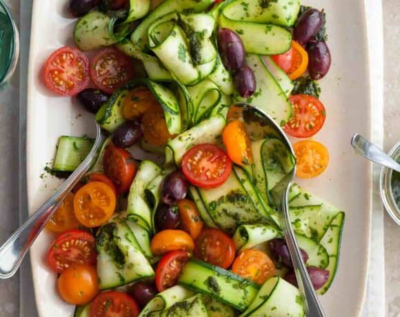 Zucchini Ribbon Salad on Serving Platter