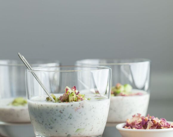 Persian Cucumber Yogurt Soup in Glasses
