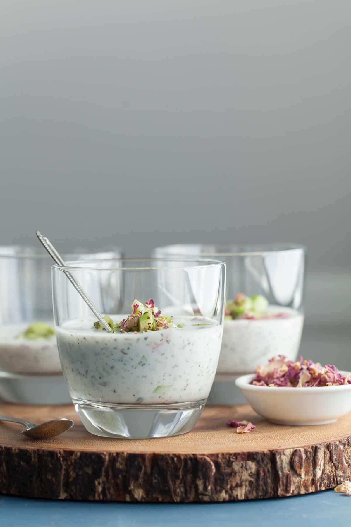 Persian Cucumber Yogurt Soup in Glasses